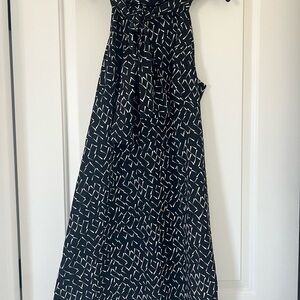 Banana Republic Halter Neck Black Dress with White Abstract Strokes